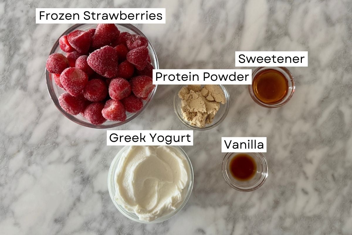 Ingredients for high protein strawberry frozen yogurt