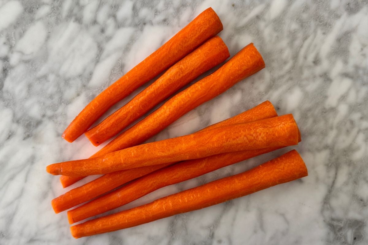 Peeled carrots for carrot cake.