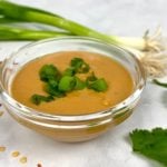 Healthy PB2 peanut sauce in a bowl.
