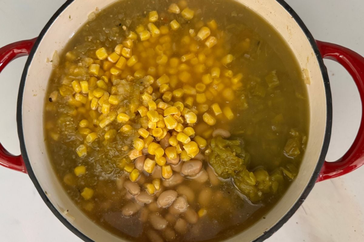 White bean chicken chili in Dutch oven | Healthy Foodie Girl White bean chicken chili in Dutch oven