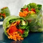 Fresh healthy spring rolls on a plate.