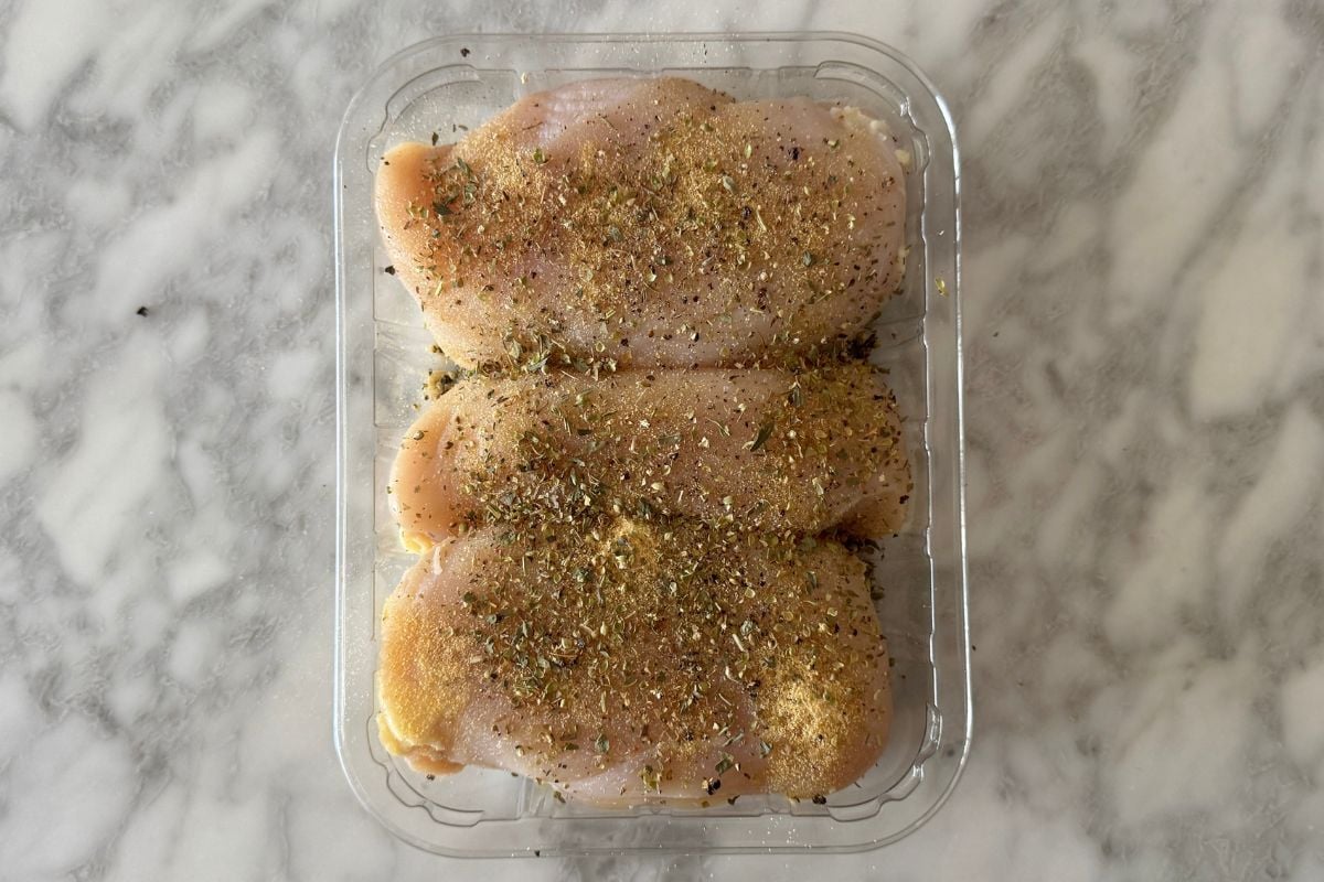 Seasoned chicken with Italian seasoning.