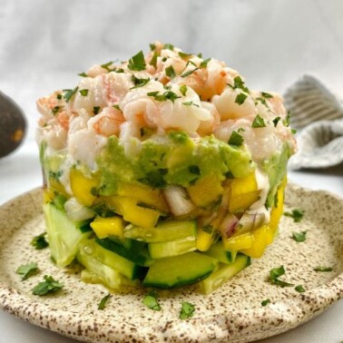 Prawn Cocktail Stack Shrimp Stack With Mango and Avocado | Healthy Foodie Girl