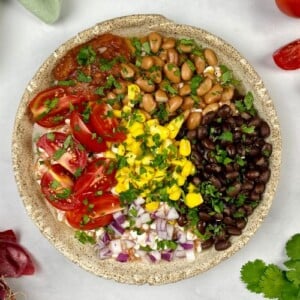 Savory Cottage Cheese Burrito Bowl | Healthy Foodie Girl Savory Cottage Cheese Burrito Bowl served in a bowl.