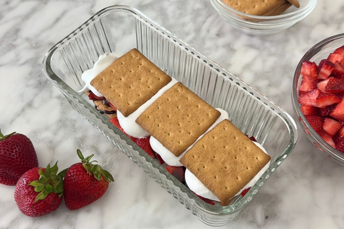 Assembled icebox cake in loaf pan | Healthy Foodie Girl Assembled icebox cake in loaf pan