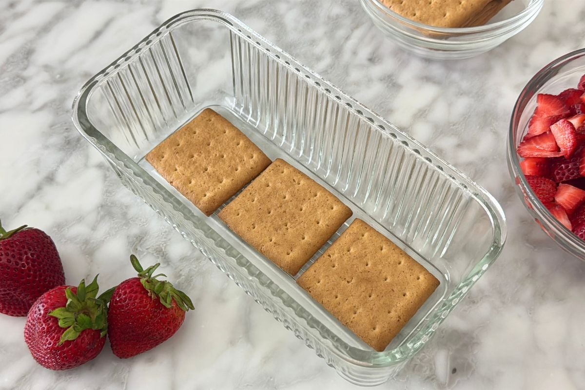 Graham crackers in loaf pan for icebox cake | Healthy Foodie Girl Graham crackers in loaf pan for icebox cake