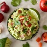 Protein Guacamole Recipe with Cottage Cheese in a bowl.