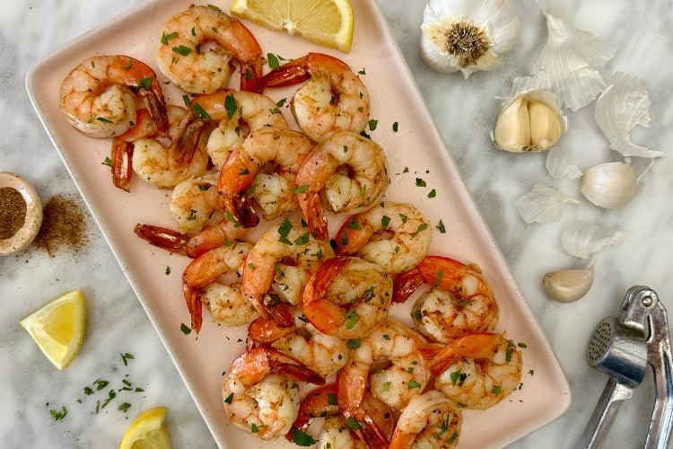 Air fried shrimp on a plate