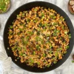 Ground Turkey Enchilada Skillet topped with green onions and cilantro.