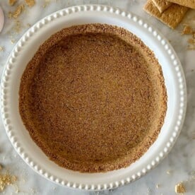 Graham Cracker Crust Without Butter | Healthy Foodie Girl Graham Cracker Crust Without Butter served in a dish.