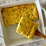 Green Chile Egg Casserole With Cottage Cheese in a casserole dish.