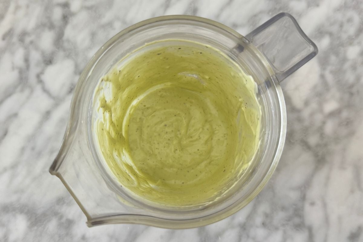 Blended avocado yogurt dressing | Healthy Foodie Girl Blended avocado yogurt dressing in blender
