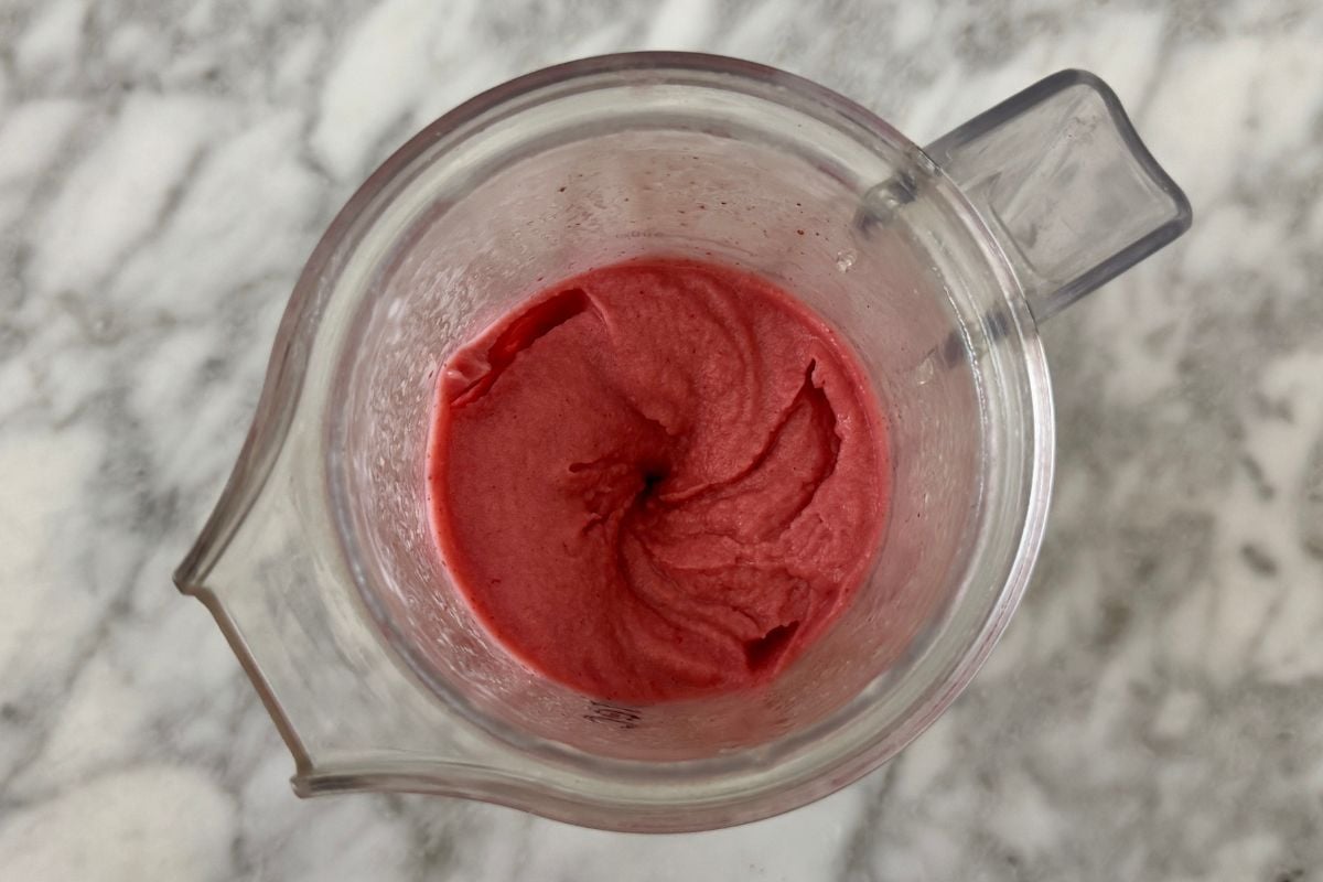 Blended strawberry dole whip | Healthy Foodie Girl Blended strawberry dole whip in blender