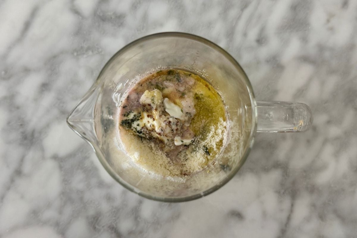 Ingredients for creamy Italian dressing in a bowl | Healthy Foodie Girl Ingredients for creamy Italian dressing in a bowl