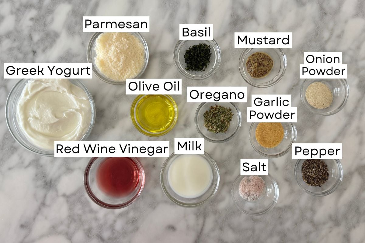 Ingredients for healthy homemade creamy Italian dressing | Healthy Foodie Girl Ingredients for healthy homemade creamy Italian dressing