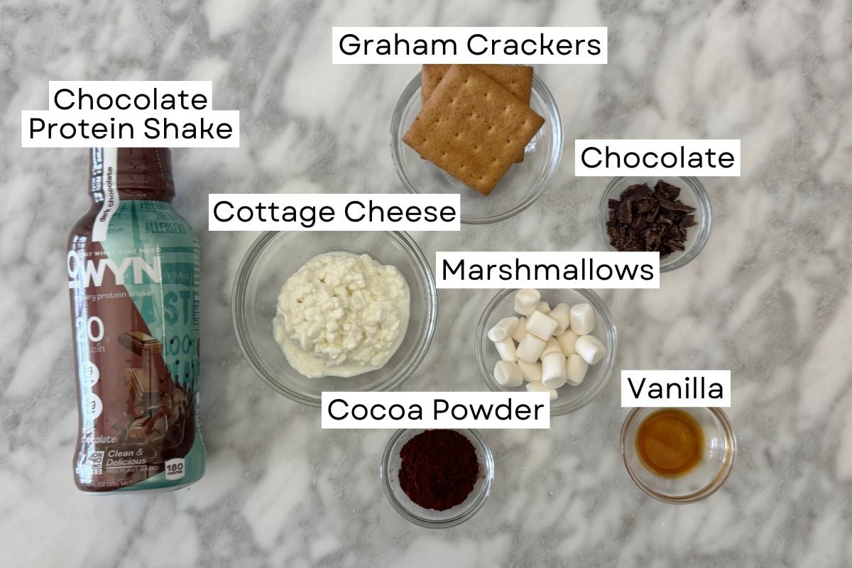 Ingredients for Ninja Creami S'mores protein ice cream