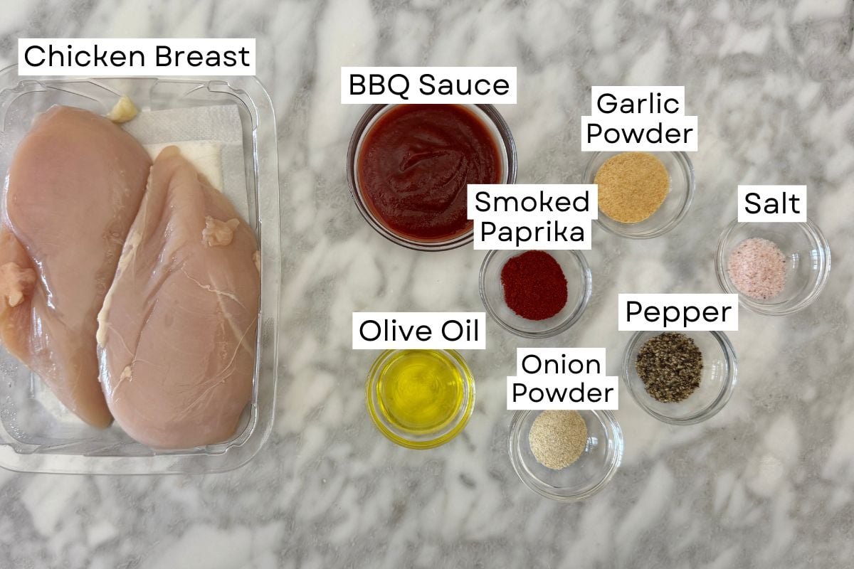Ingredients for air fryer BBQ chicken breast | Healthy Foodie Girl Ingredients for air fryer BBQ chicken breast