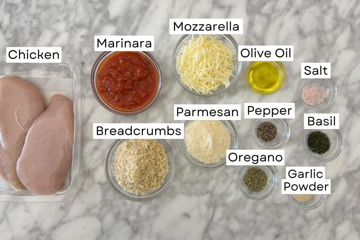 Ingredients for air fryer chicken parmesan | Healthy Foodie Girl Ingredients for air fryer chicken parmesan