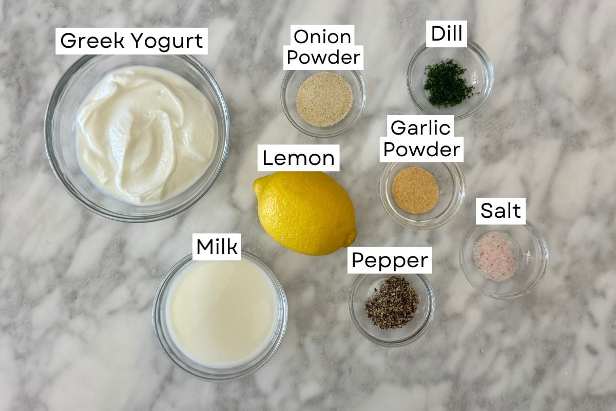 Ingredients for homemade healthy ranch dressing