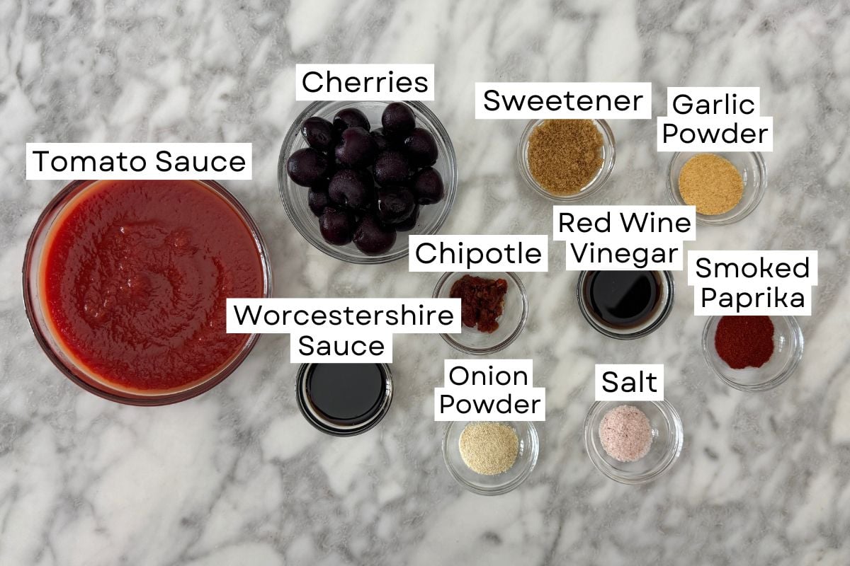 Ingredients needed for cherry chipotle BBQ sauce | Healthy Foodie Girl Ingredients needed for cherry chipotle BBQ sauce