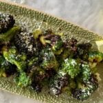 Air Fryer Frozen Broccoli on a plate.