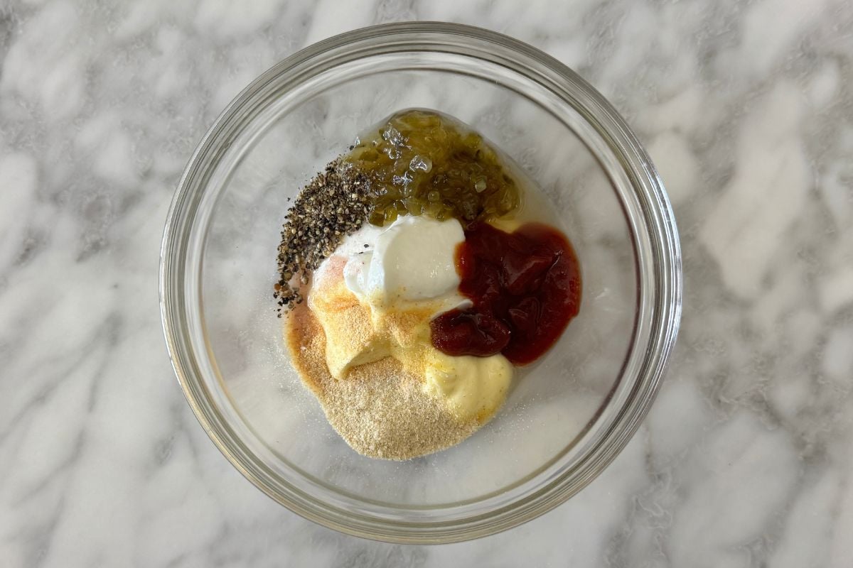 Healthy Big Mac sauce ingredients in bowl