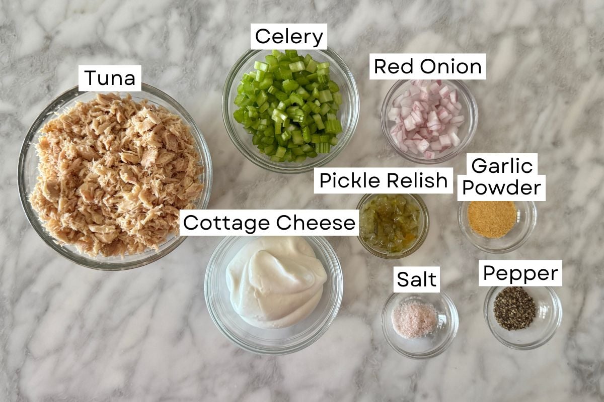 Ingredients for cottage cheese tuna salad