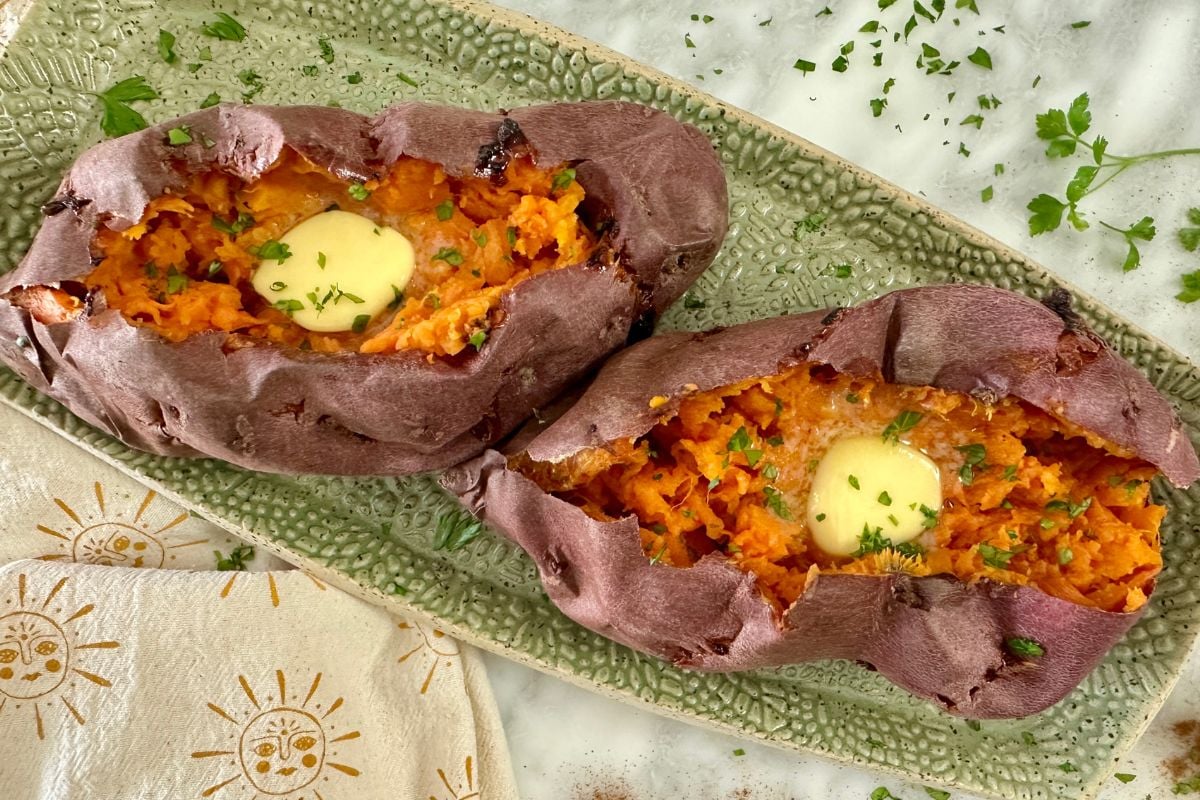 Air Fryer Baked Sweet Potatoes | Healthy Foodie Girl Air Fryer Baked Sweet Potatoes