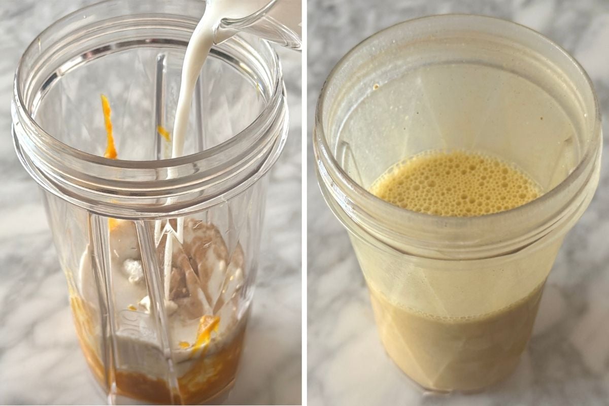 Blended pumpkin protein ice cream mixture