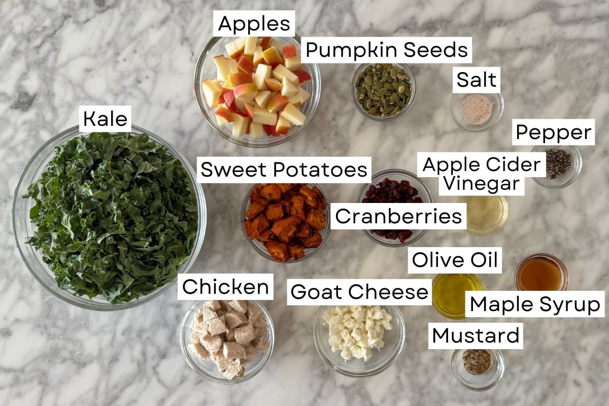 Ingredients for fall harvest salad recipe