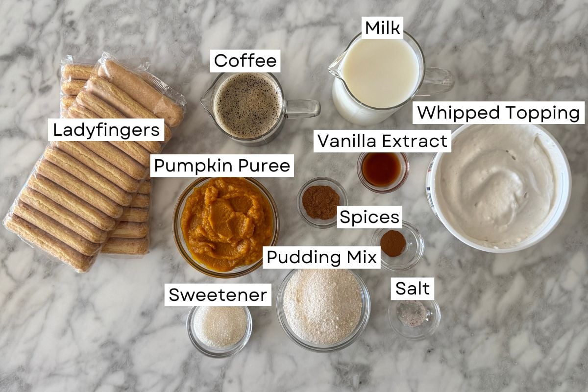 Ingredients needed for pumpkin tiramisu