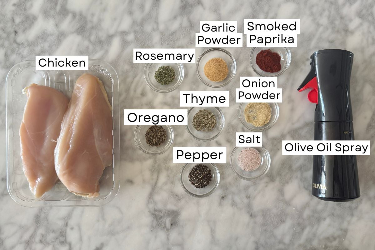 Ingredients for air fryer chicken breast recipe