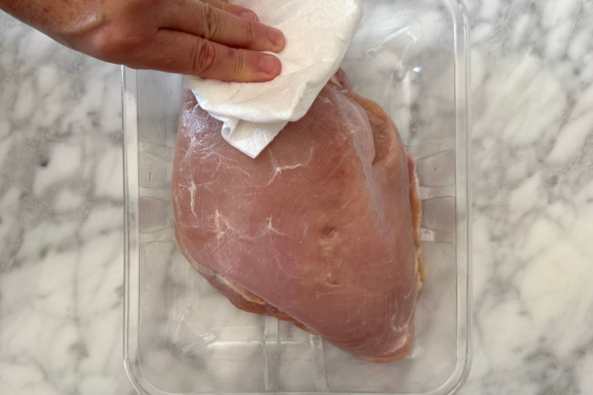 Pat dry turkey breast with paper towel