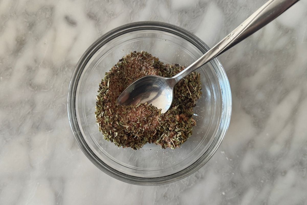 Seasonings in bowl for air fryer chicken breast