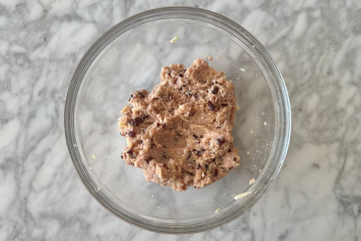 Combined meatball mixture for cranberry apple chicken meatballs