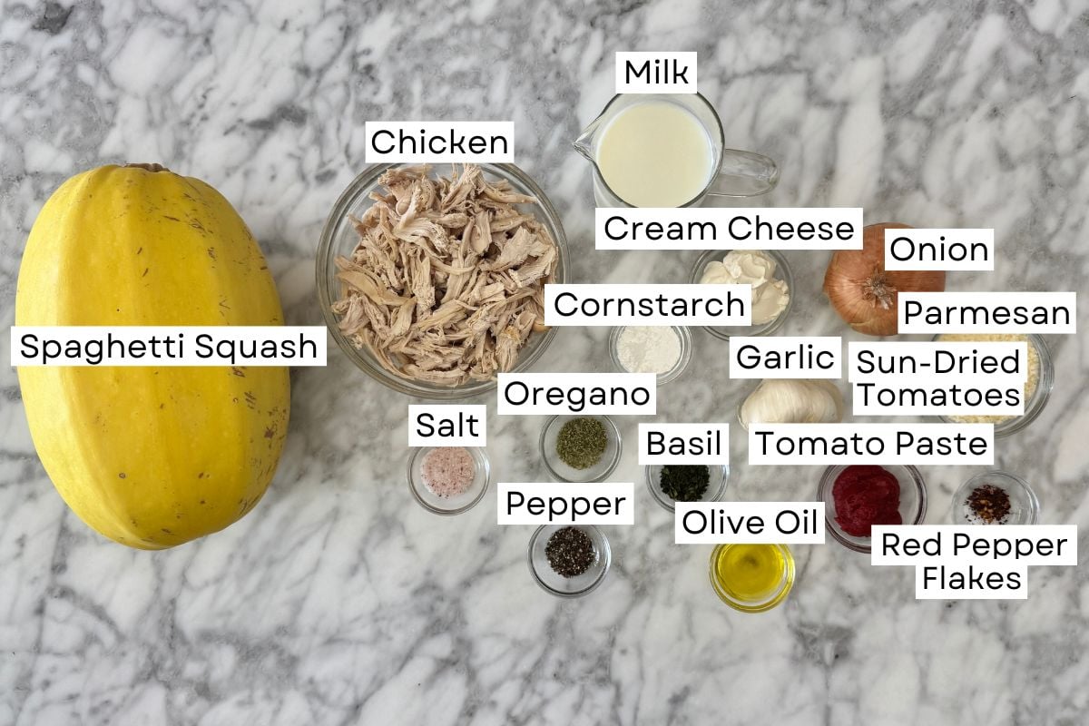 Ingredients for Marry Me Chicken spaghetti squash