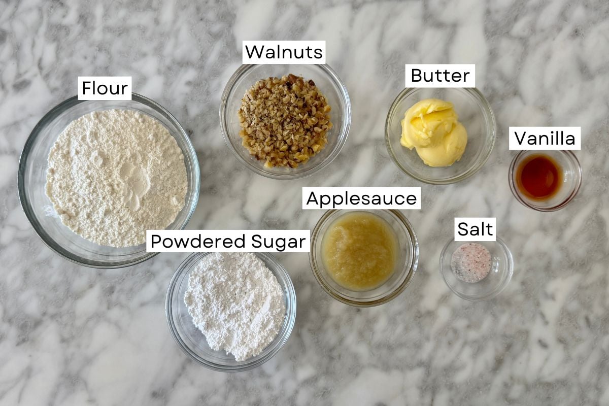 Ingredients for healthy snowball cookies