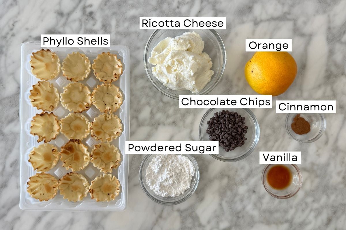 Ingredients for phyllo cannoli bites