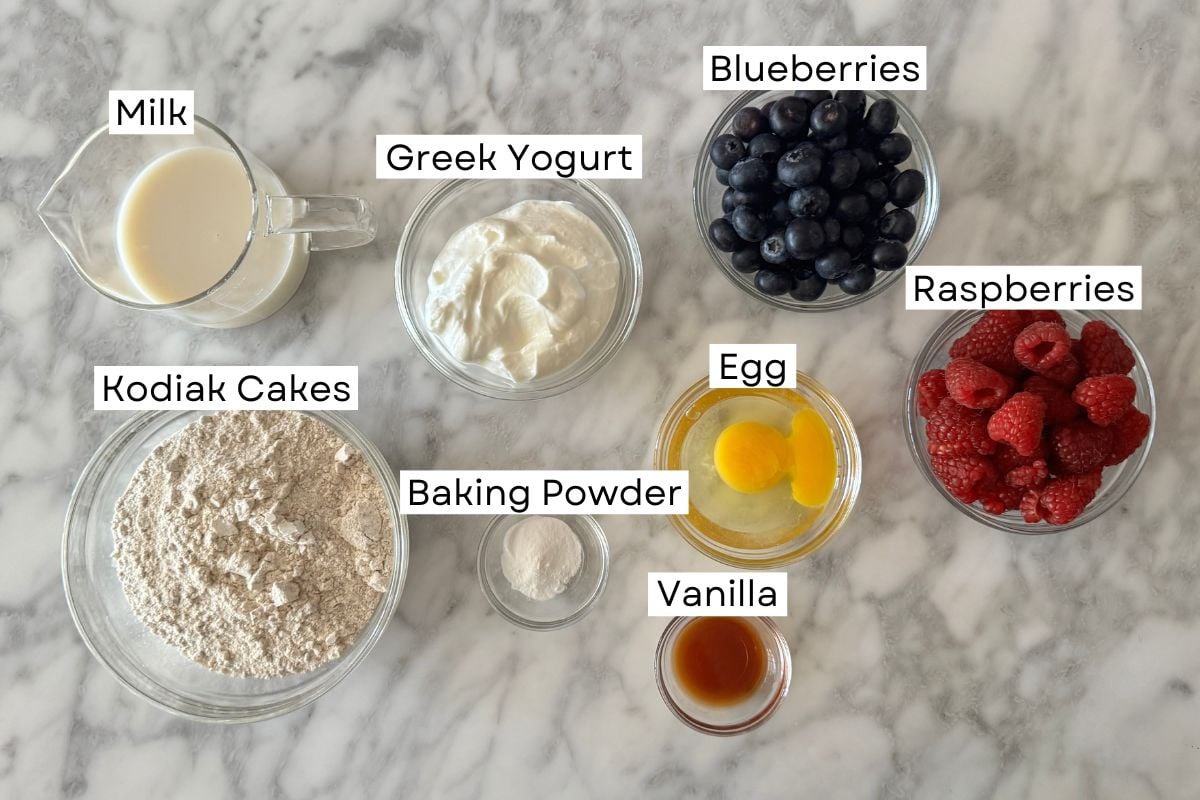 Ingredients for sheet pan protein pancakes