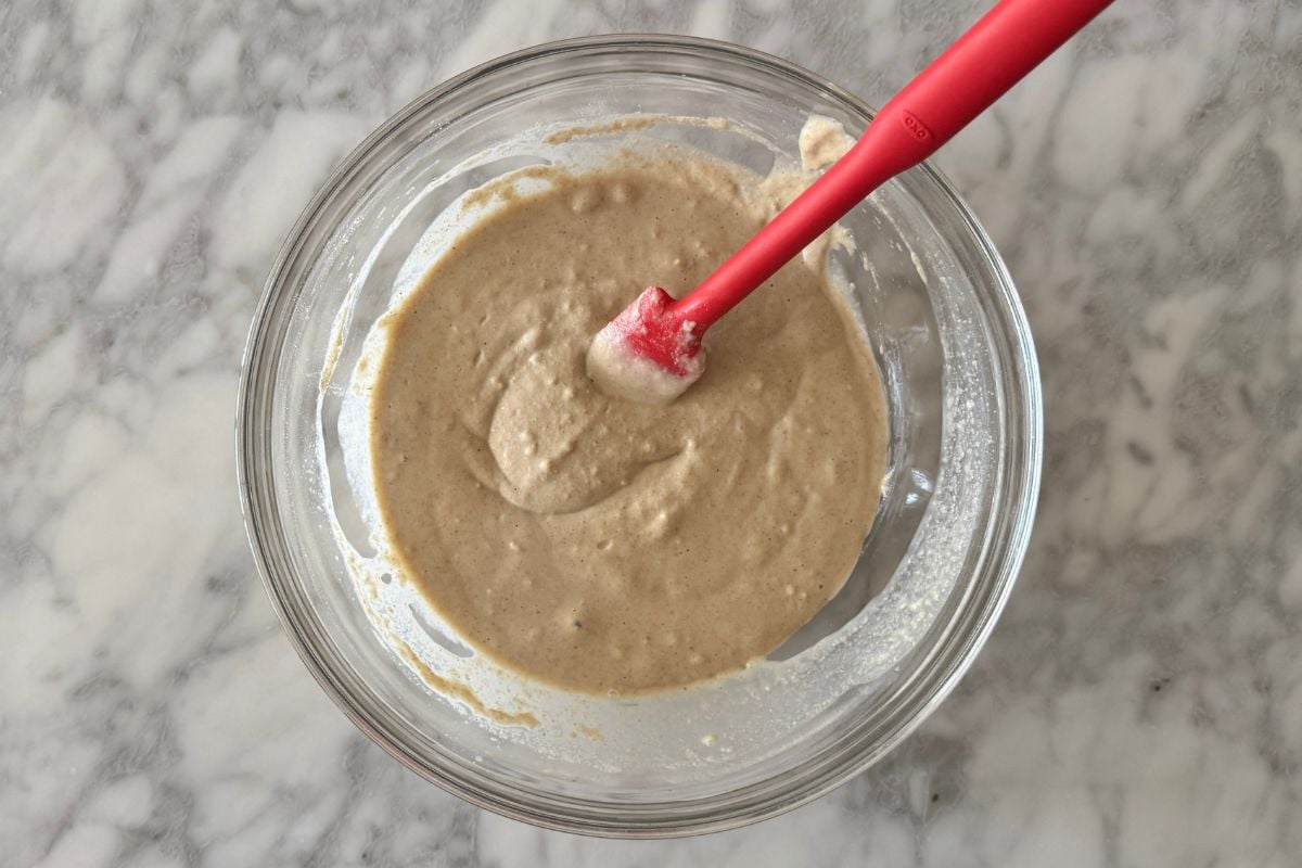Mixed batter for sheet pan protein pancakes