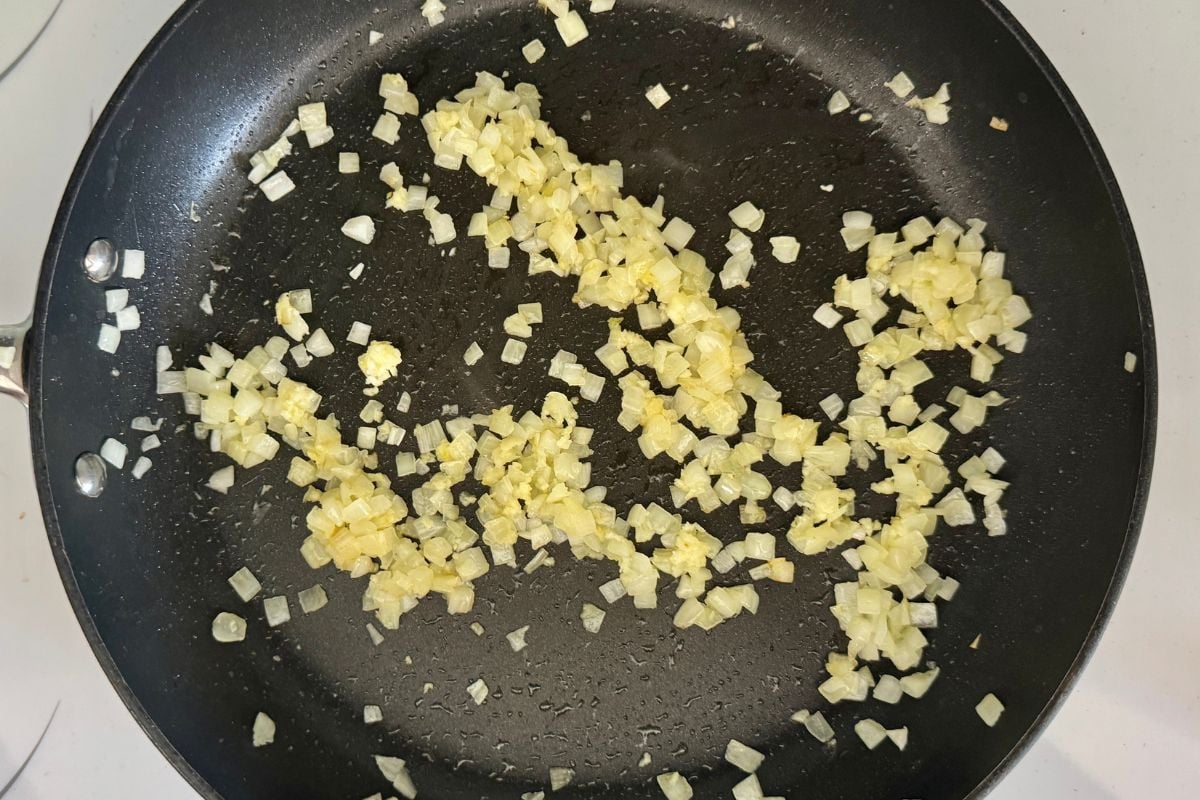 Onion and garlic in skillet