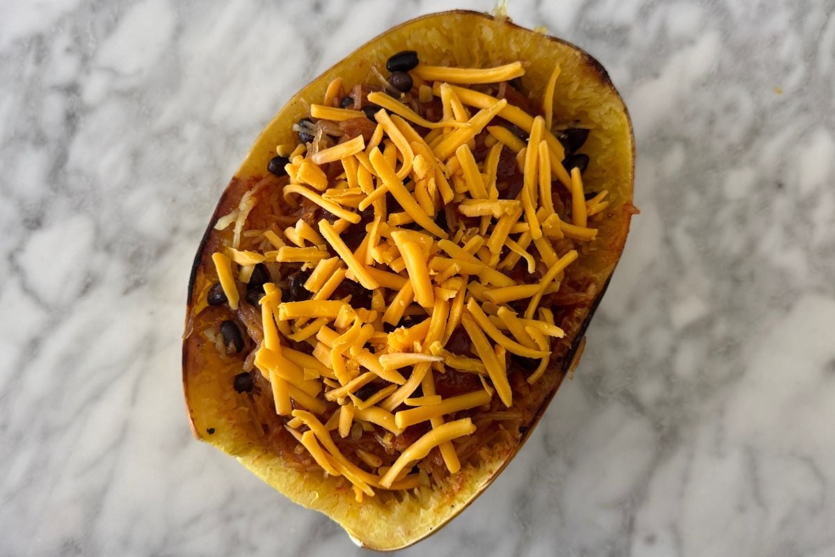 Cheese on spaghetti squash