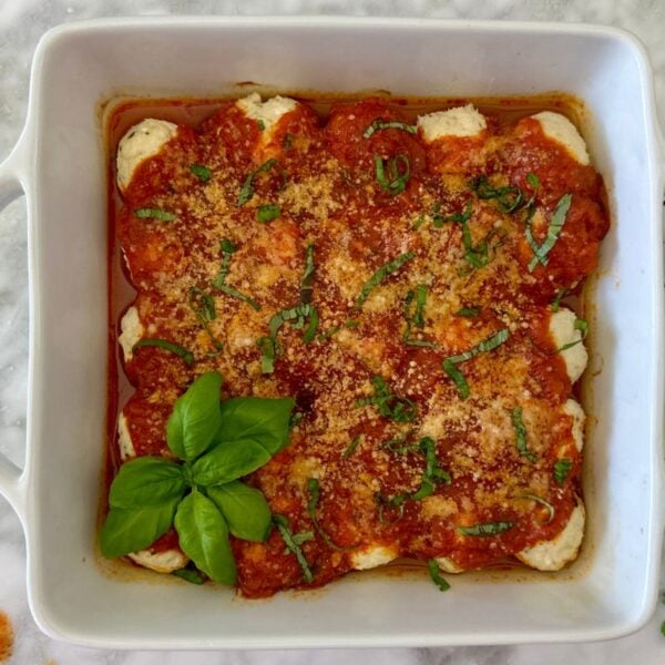 Cottage Cheese Turkey Meatballs in serving dish