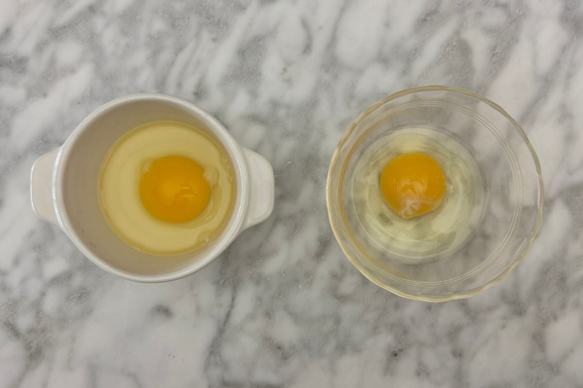 Eggs in oven safe ramekins.