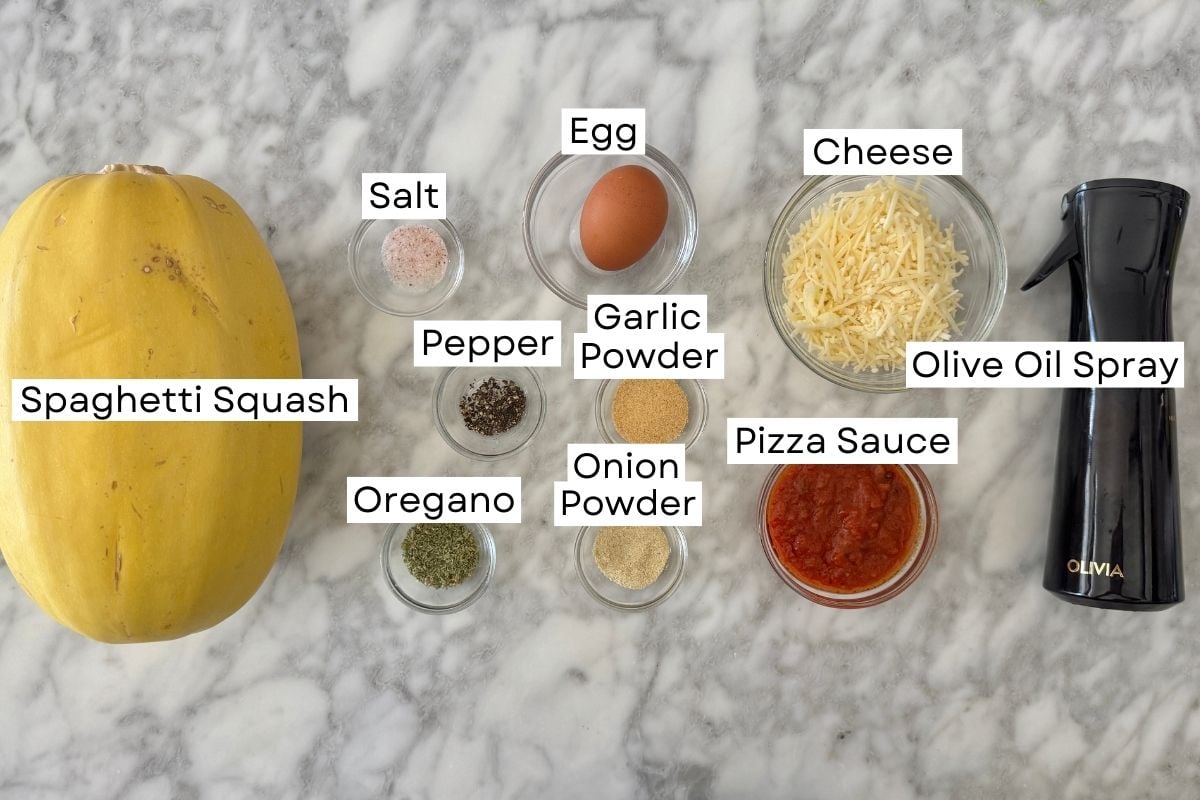 Ingredients for spaghetti squash pizza crust recipe