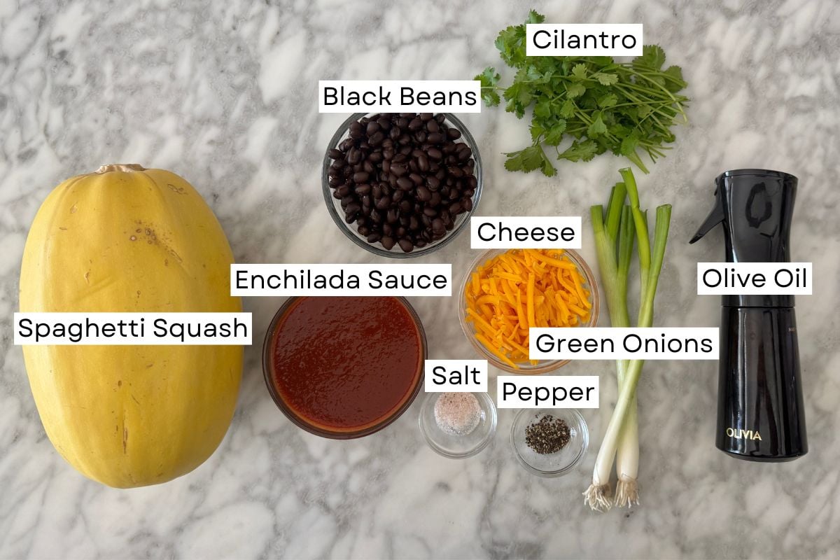 Ingredients needed for spaghetti squash enchilada bowls
