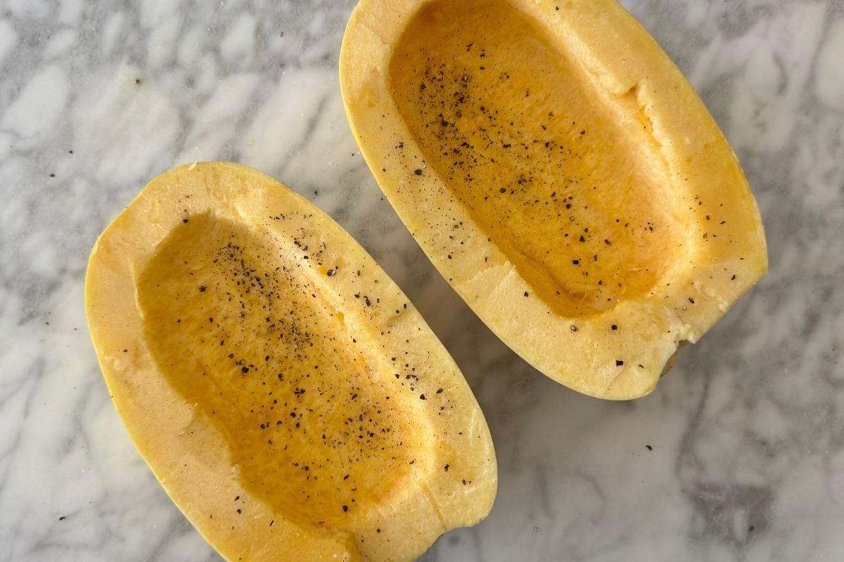 Spaghetti squash cut in half