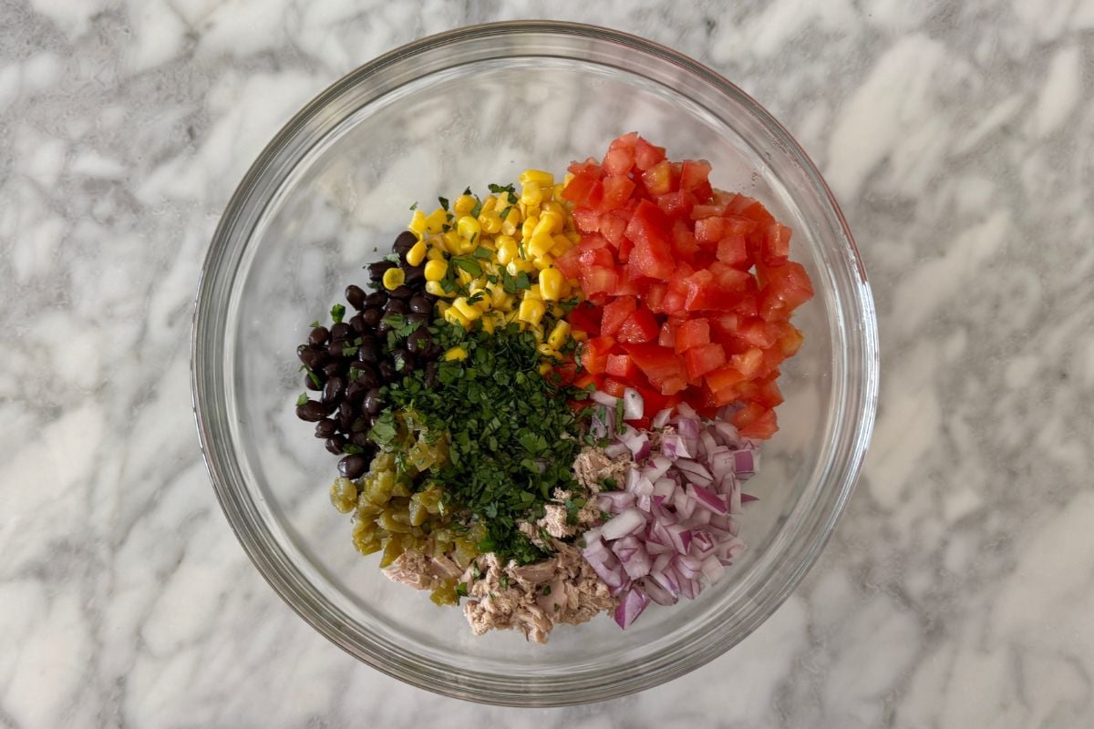 Healthy Mexican tuna salad in a bowl.