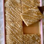 Sheet Pan Cinnamon Roll Pancakes Recipe on a sheet pan.