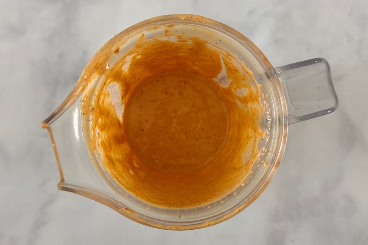 Blended chipotle ranch dressing in blender.